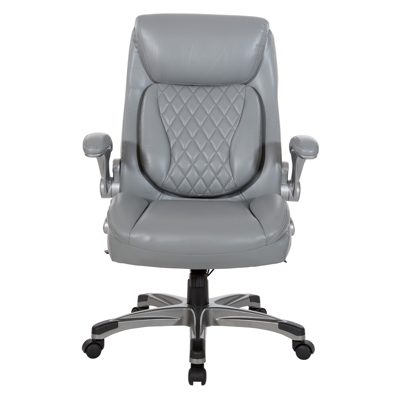 Scranton & Co Gray Bonded Leather Executive Chair with Flip Arms
