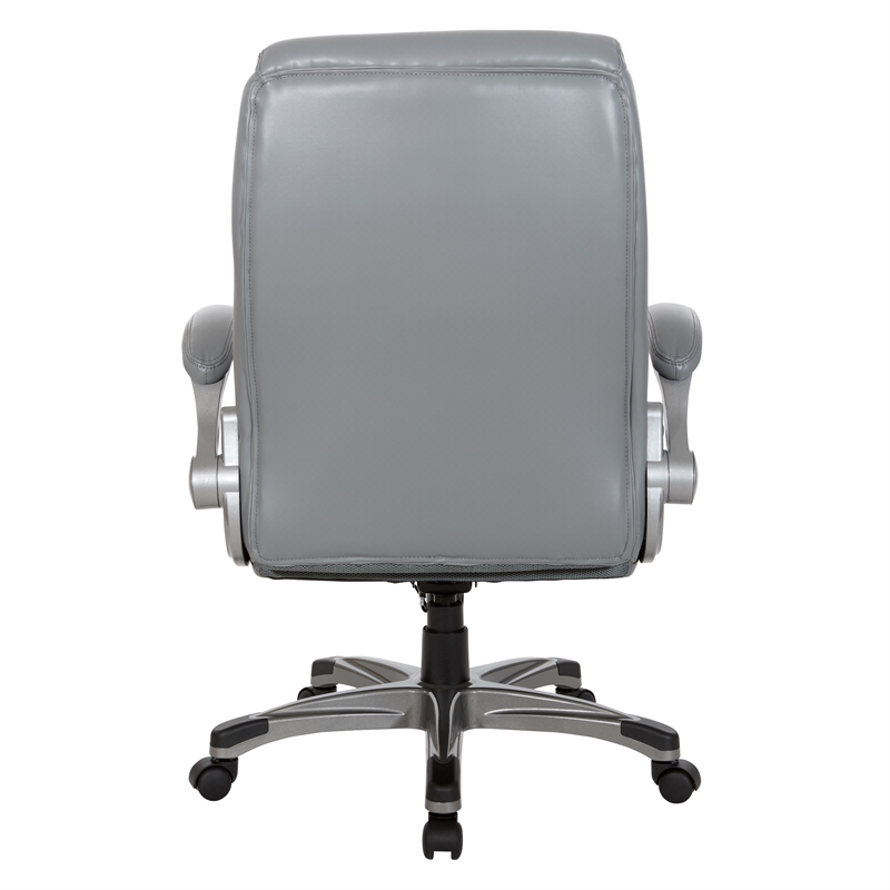 Scranton & Co Gray Bonded Leather Executive Chair with Flip Arms