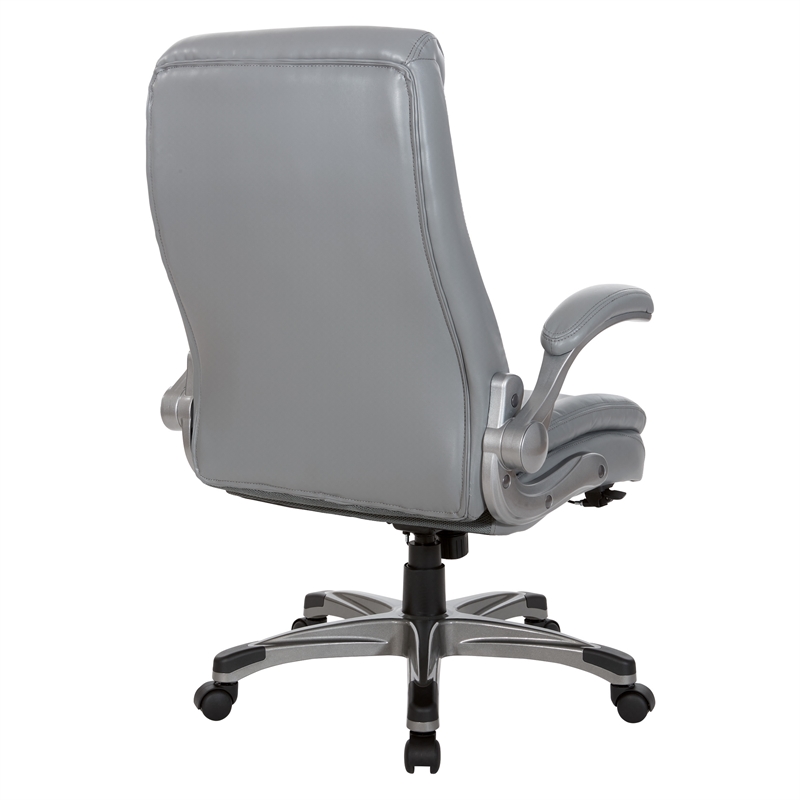 Scranton & Co Gray Bonded Leather Executive Chair with Flip Arms