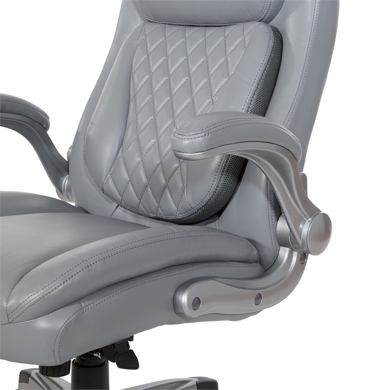 Scranton & Co Gray Bonded Leather Executive Chair with Flip Arms