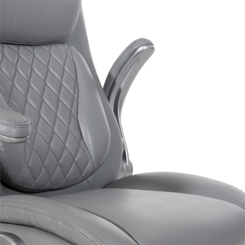 Scranton & Co Gray Bonded Leather Executive Chair with Flip Arms