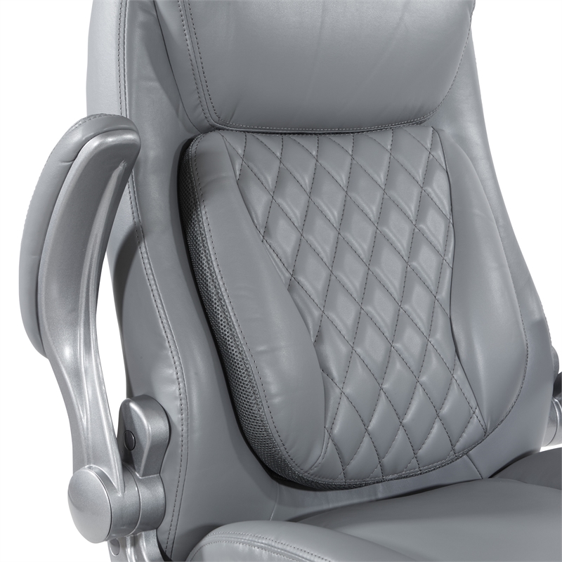 Scranton & Co Gray Bonded Leather Executive Chair with Flip Arms