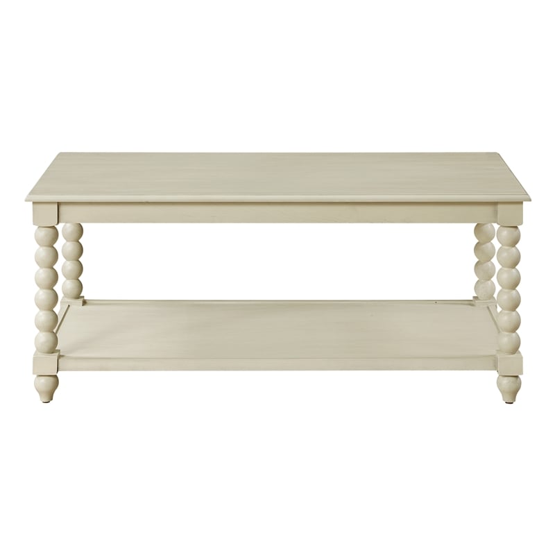 Scranton & Co Wood Coffee Table in Whitewash with Open Shelf Storage