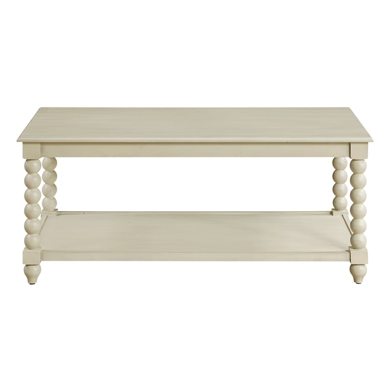 Scranton & Co Wood Coffee Table in Whitewash with Open Shelf Storage