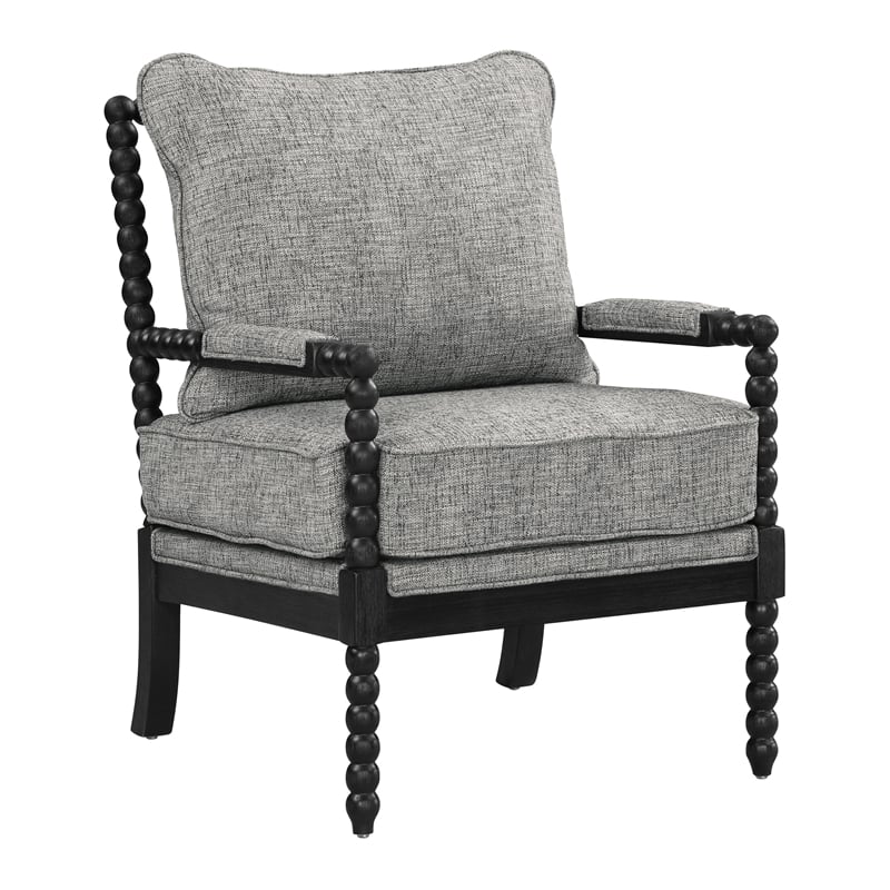 Scranton & Co Spindle Accent Chair in Graphite Black Fabric Wood Frame