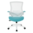 Scranton & Co White Screen Back Manager's Chair in Turquoise Fabric Seat