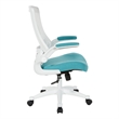 Scranton & Co White Screen Back Manager's Chair in Turquoise Fabric Seat