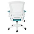 Scranton & Co White Screen Back Manager's Chair in Turquoise Fabric Seat