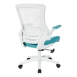 Scranton & Co White Screen Back Manager's Chair in Turquoise Fabric Seat
