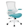 Scranton & Co White Screen Back Manager's Chair in Turquoise Fabric Seat