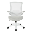 Scranton & Co White Screen Back Manager's Chair in Linen Stone Gray Fabric
