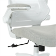 Scranton & Co White Screen Back Manager's Chair in Linen Stone Gray Fabric