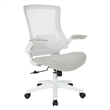 Scranton & Co White Screen Back Manager's Chair in Linen Stone Gray Fabric
