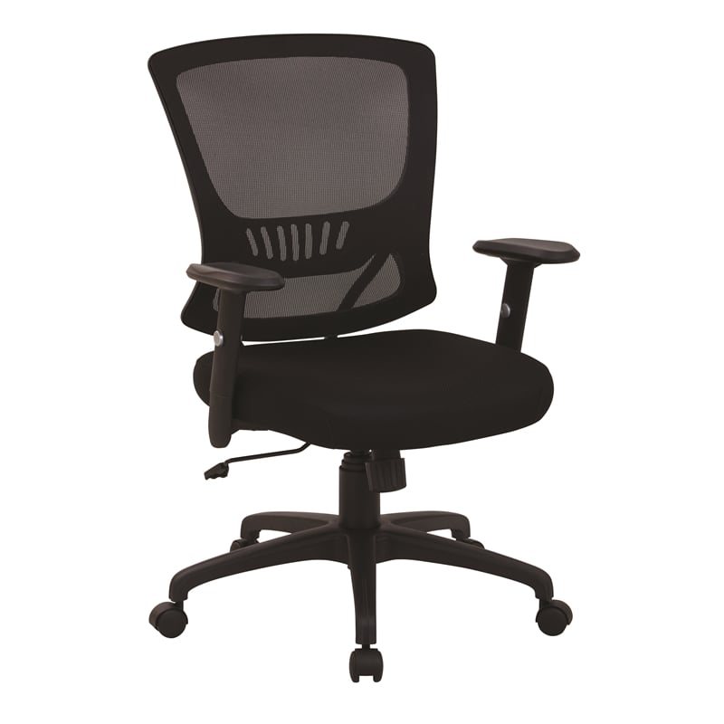 Scranton & Co Black Mesh Back Task Chair with Fabric Seat and Locking Tilt