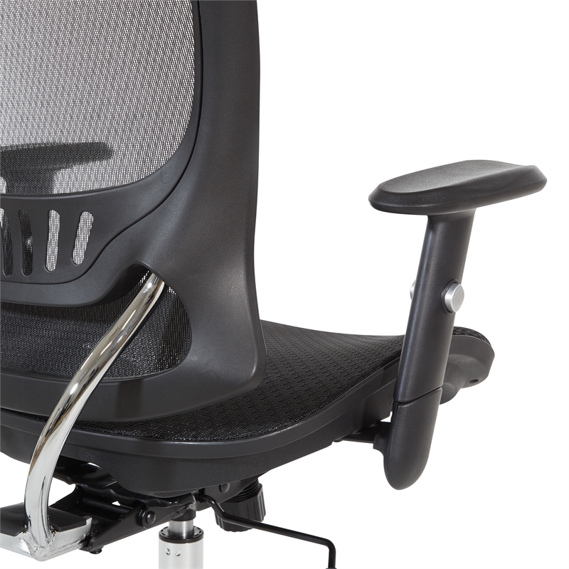 Scranton & Co Black Mesh Screen Back Manager's Chair with Adjustable Arms