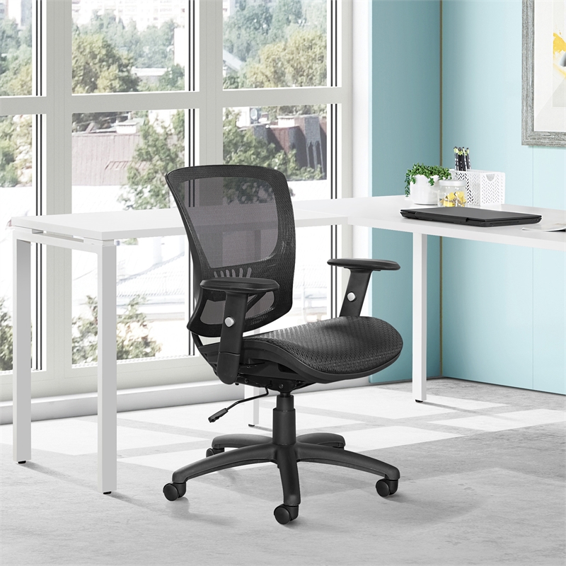 Scranton & Co Black Mesh Screen Seat and Back Manager's Chair Nylon Base