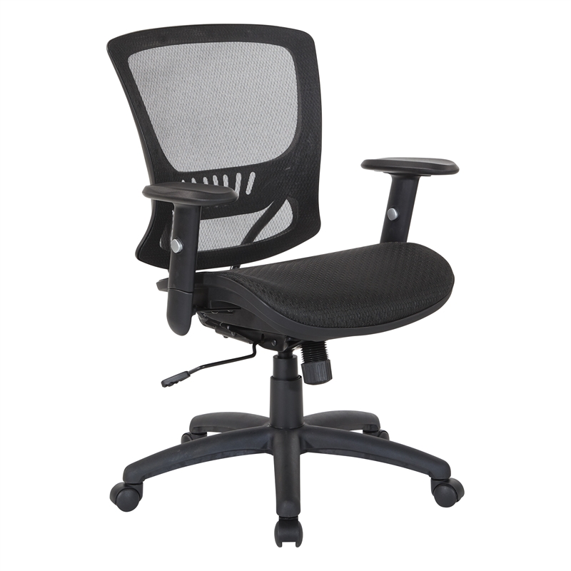 Scranton & Co Black Mesh Screen Seat and Back Manager's Chair Nylon Base