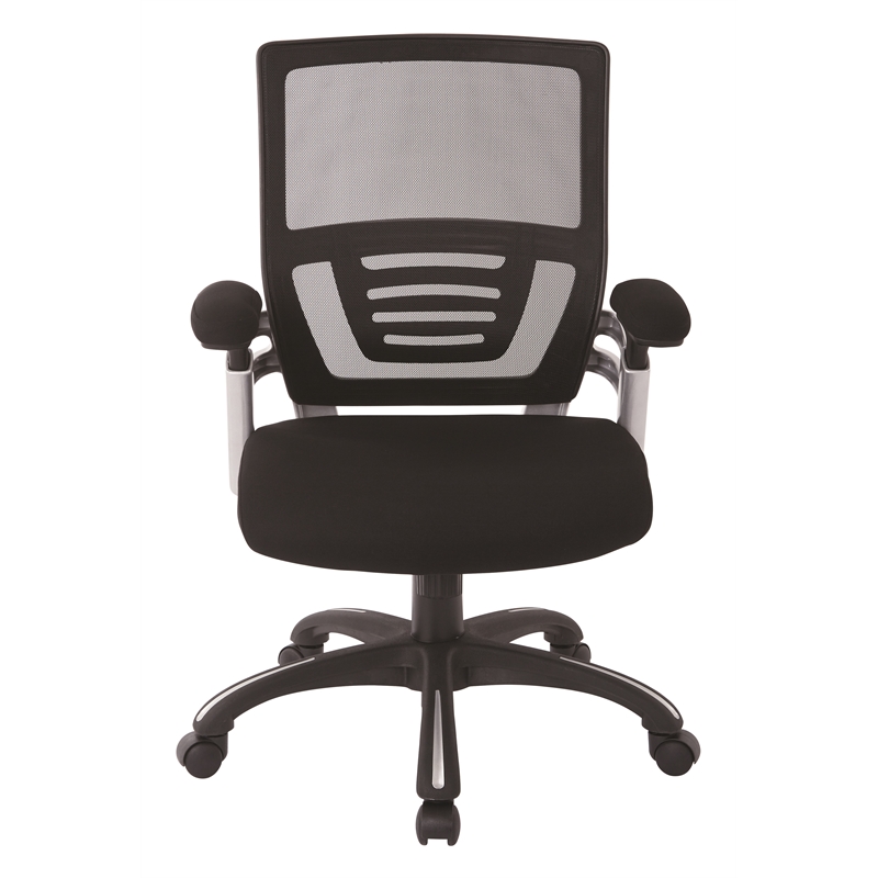 Scranton & Co Black Mesh Back Manager's Chair with Fabric Padded Arms