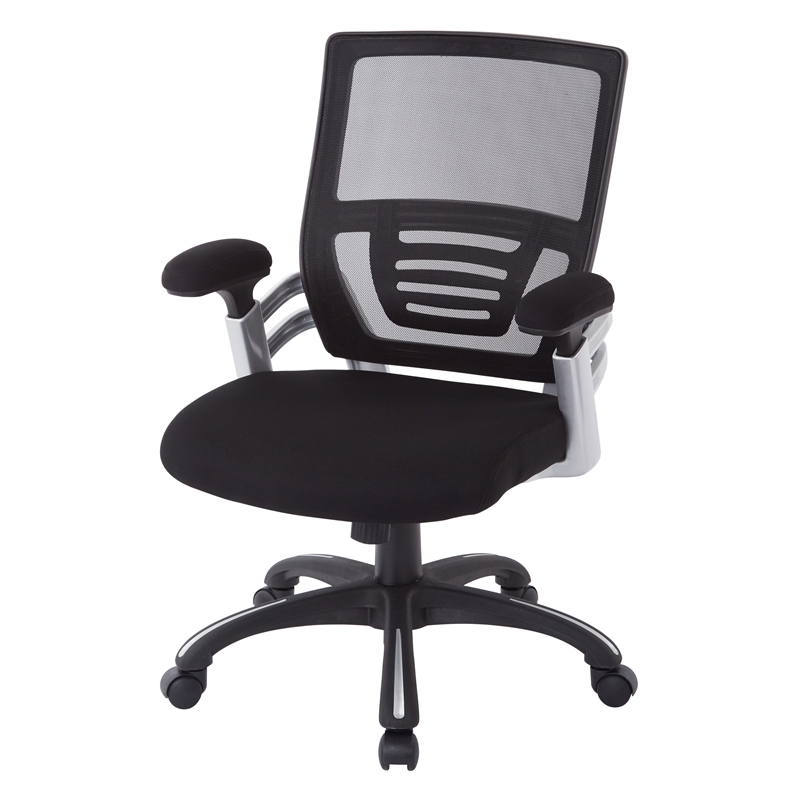 Scranton & Co Black Mesh Back Manager's Chair with Fabric Padded Arms