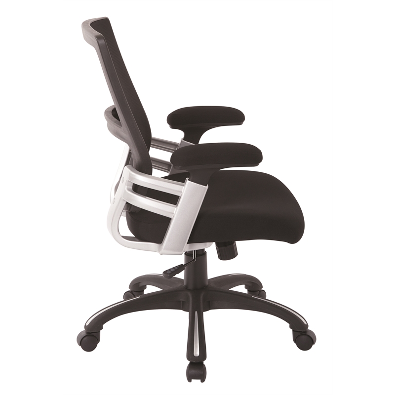 Scranton & Co Black Mesh Back Manager's Chair with Fabric Padded Arms