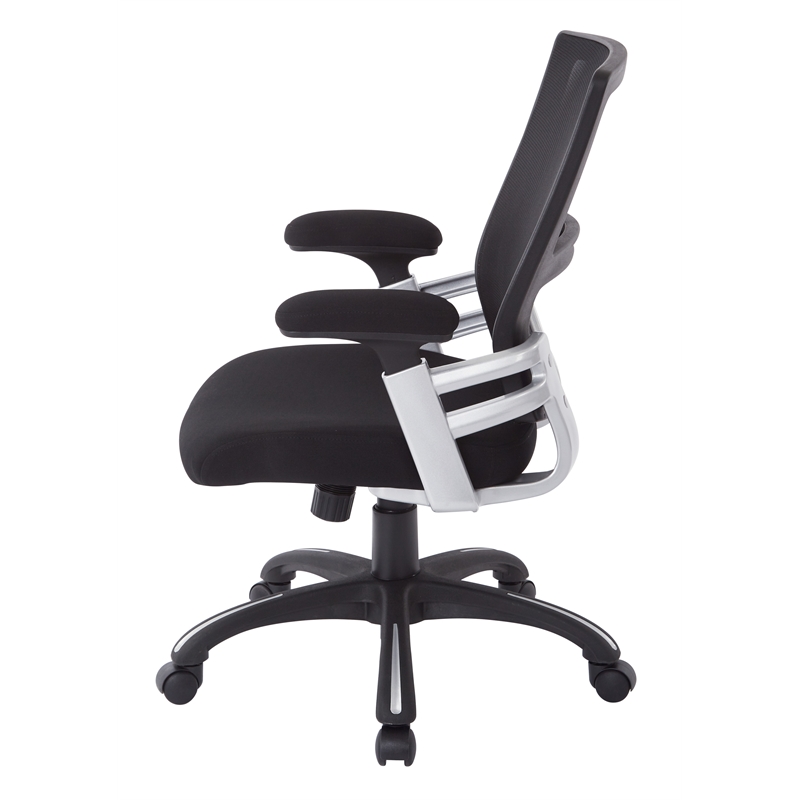 Scranton & Co Black Mesh Back Manager's Chair with Fabric Padded Arms