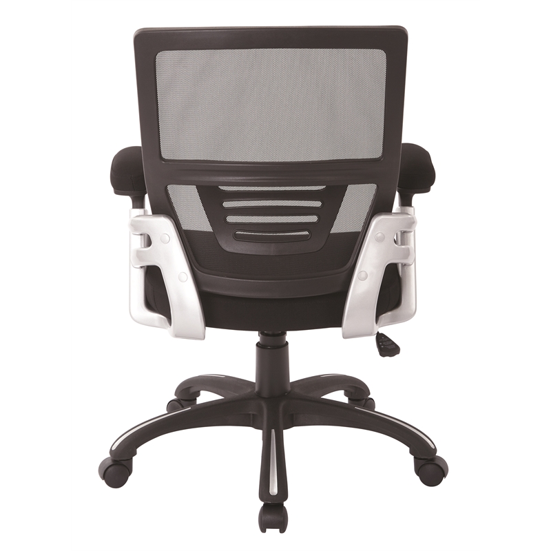 Scranton & Co Black Mesh Back Manager's Chair with Fabric Padded Arms