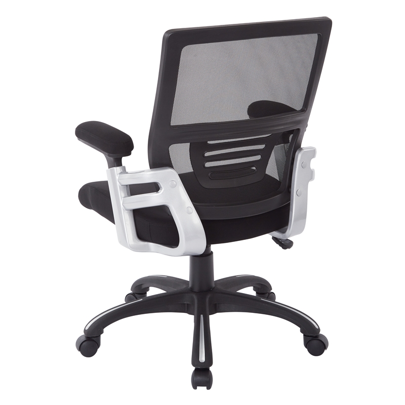 Scranton & Co Black Mesh Back Manager's Chair with Fabric Padded Arms