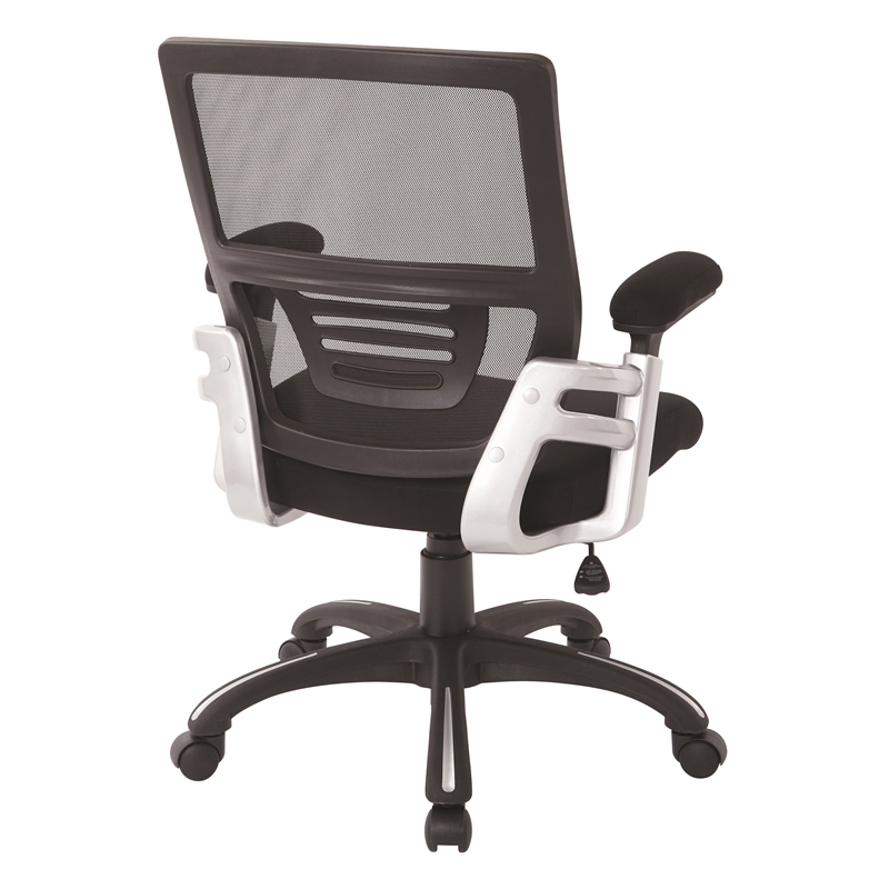 Scranton & Co Black Mesh Back Manager's Chair with Fabric Padded Arms