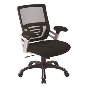 Scranton & Co Black Mesh Back Manager's Chair with Fabric Padded Arms