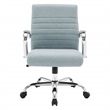 Scranton & Co Mid-Back Blue Fabric Office Chair with Channel Tufting