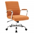Scranton & Co Mid-Back Nutmeg Orange Fabric Office Chair Channel Tufted
