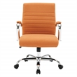 Scranton & Co Mid-Back Nutmeg Orange Fabric Office Chair Channel Tufted