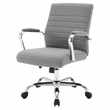 Scranton & Co Mid-Back Channel Tufted Office Chair in Gray Fabric