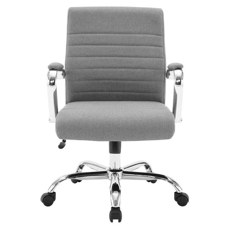 Scranton & Co Mid-Back Channel Tufted Office Chair in Gray Fabric