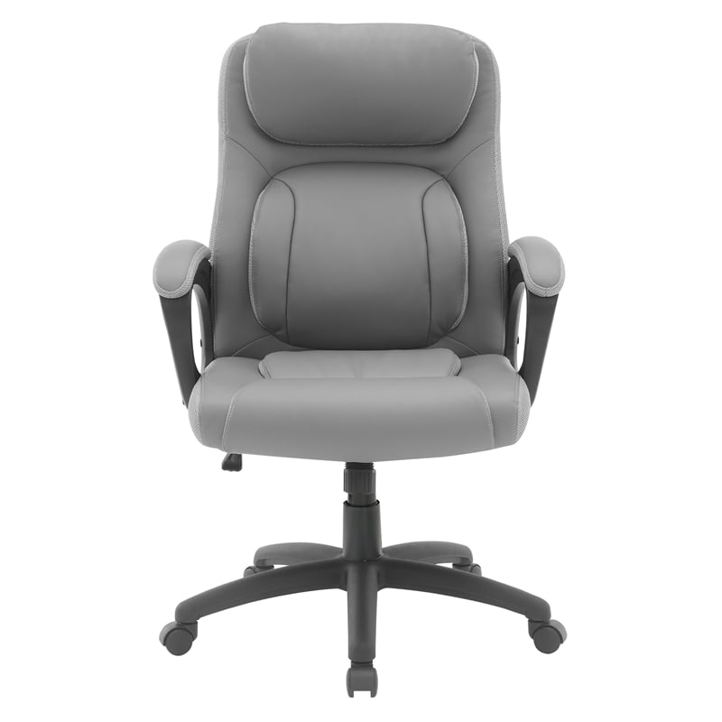 Scranton & Co Manager's Chair in Taupe Faux Leather with Gray Mesh Accents