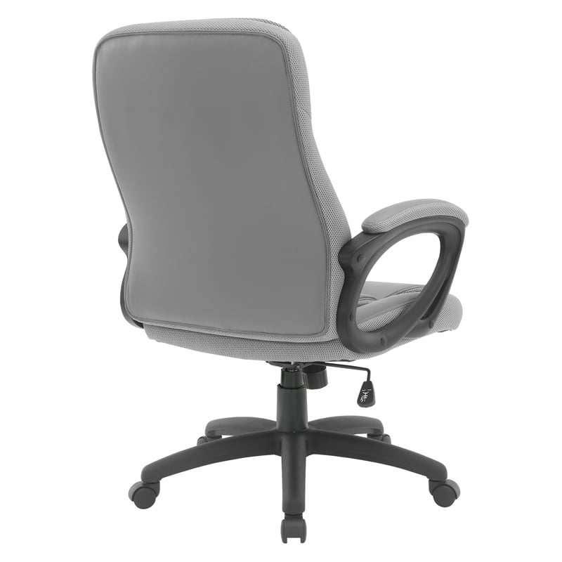 Scranton & Co Manager's Chair in Taupe Faux Leather with Gray Mesh Accents