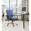 Scranton & Co Mid-Back Office Chair in Navy Faux Leather with Gold Base