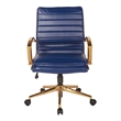 Scranton & Co Mid-Back Office Chair in Navy Faux Leather with Gold Base