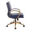 Scranton & Co Mid-Back Office Chair in Navy Faux Leather with Gold Base