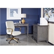 Scranton & Co Mid-Back White Faux Leather Chair with Gold Finish Arms
