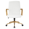 Scranton & Co Mid-Back White Faux Leather Chair with Gold Finish Arms