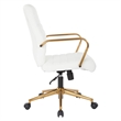 Scranton & Co Mid-Back White Faux Leather Chair with Gold Finish Arms