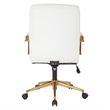 Scranton & Co Mid-Back White Faux Leather Chair with Gold Finish Arms