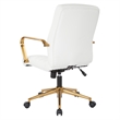 Scranton & Co Mid-Back White Faux Leather Chair with Gold Finish Arms