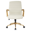 Scranton & Co Mid-Back Cream Faux Leather Chair with Gold Finish Arms