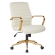 Scranton & Co Mid-Back Cream Faux Leather Chair with Gold Finish Arms
