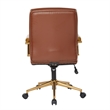 Scranton & Co Mid-Back Saddle Brown Faux Leather Office Chair Gold Frame
