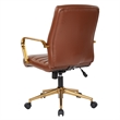 Scranton & Co Mid-Back Saddle Brown Faux Leather Office Chair Gold Frame