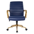Scranton & Co Mid-Back Navy Faux Leather Chair with Gold Finish Arms