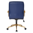 Scranton & Co Mid-Back Navy Faux Leather Chair with Gold Finish Arms